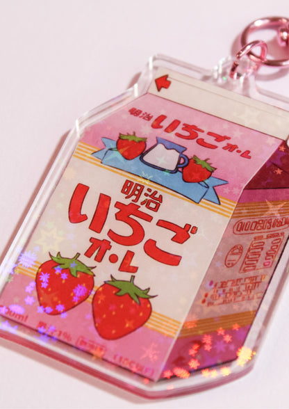 Starry Strawberry Milk Acrylic Keychain