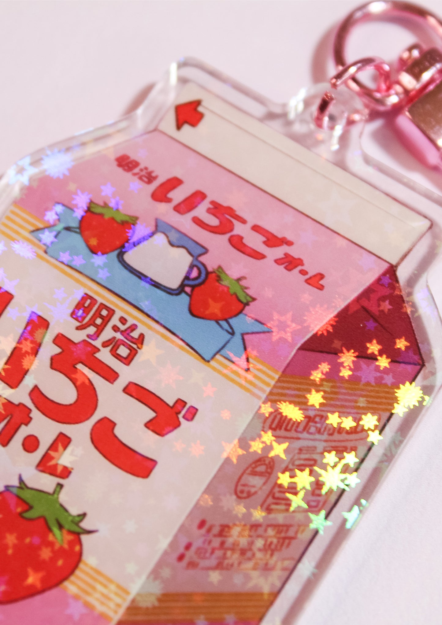 Starry Strawberry Milk Acrylic Keychain