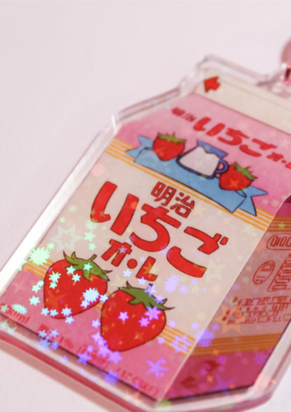 Starry Strawberry Milk Acrylic Keychain