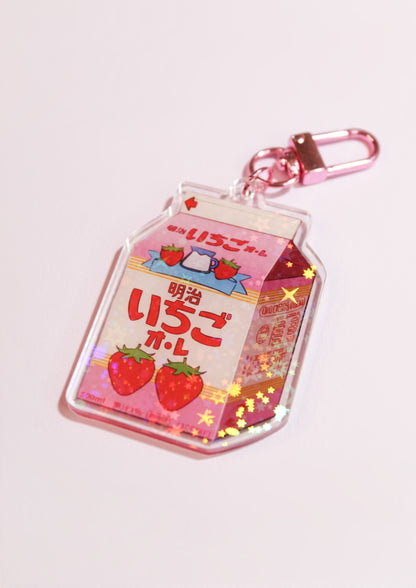 Starry Strawberry Milk Acrylic Keychain