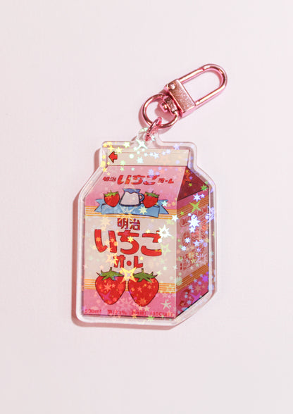 Starry Strawberry Milk Acrylic Keychain