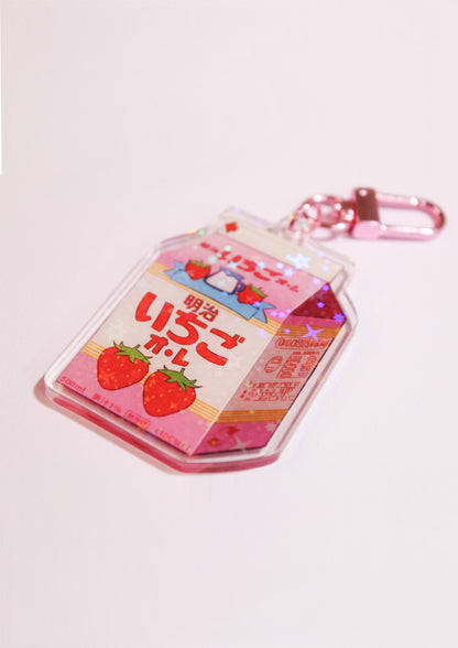 Starry Strawberry Milk Acrylic Keychain