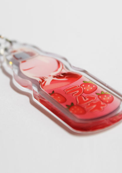 Strawberry Ramune Acrylic Keychain
